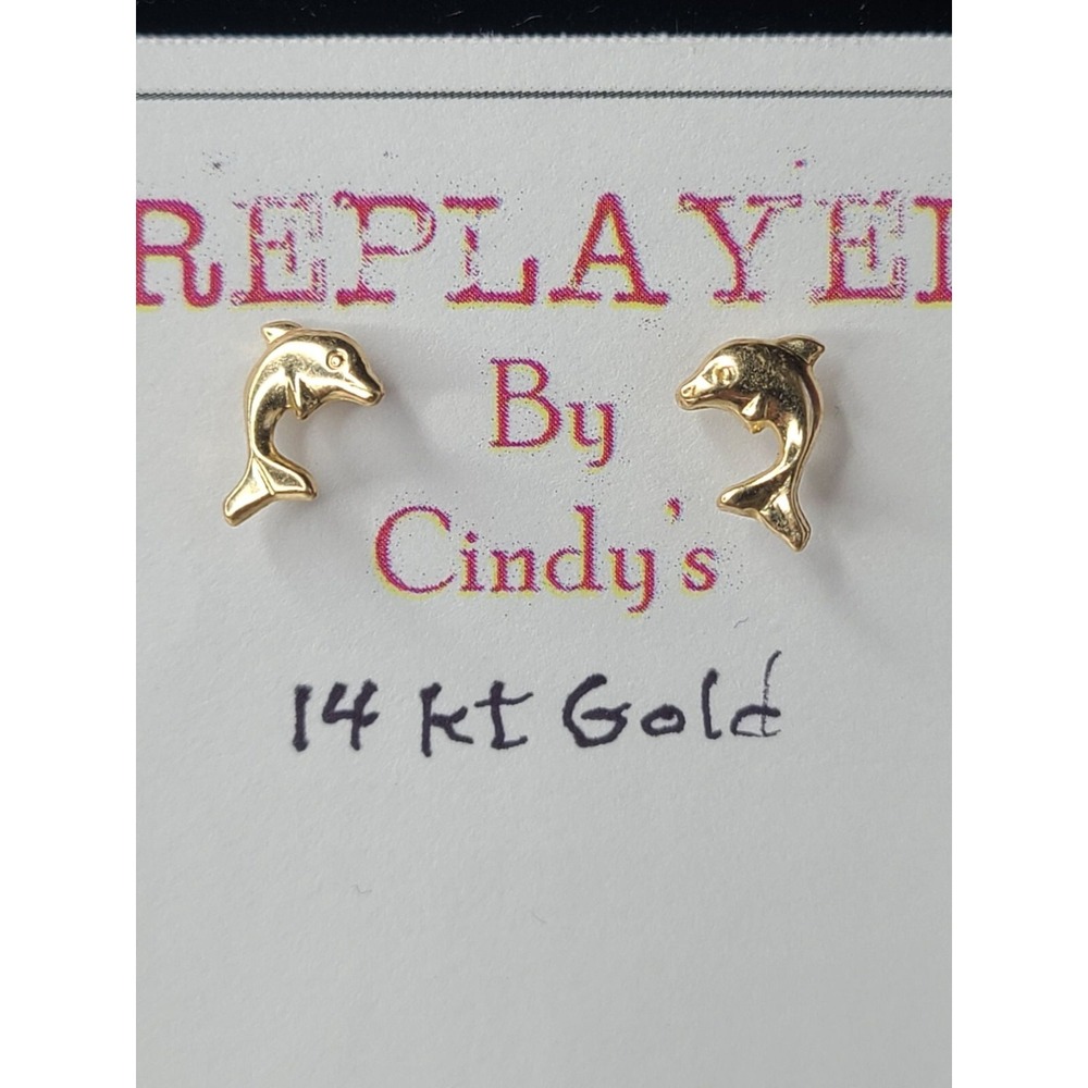 14kt Gold Dolphin Post Stud Earrings By Cindys Replayed For Pierced Ears